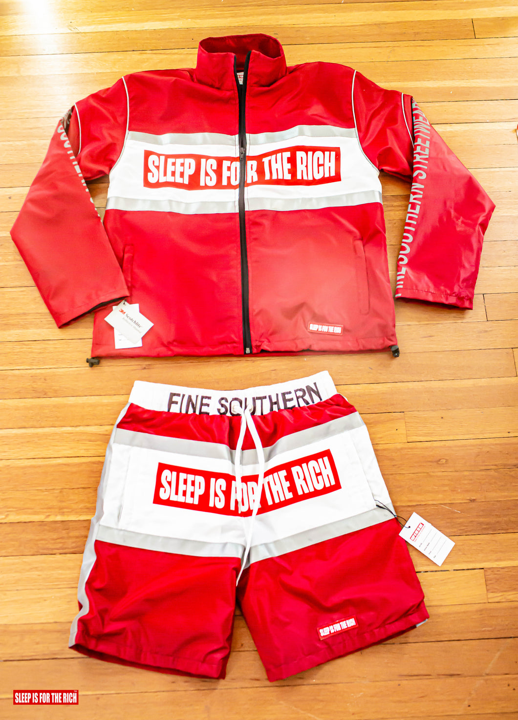 (RED) 3M REFLECTIVE WINDBREAKER SHORT SETS