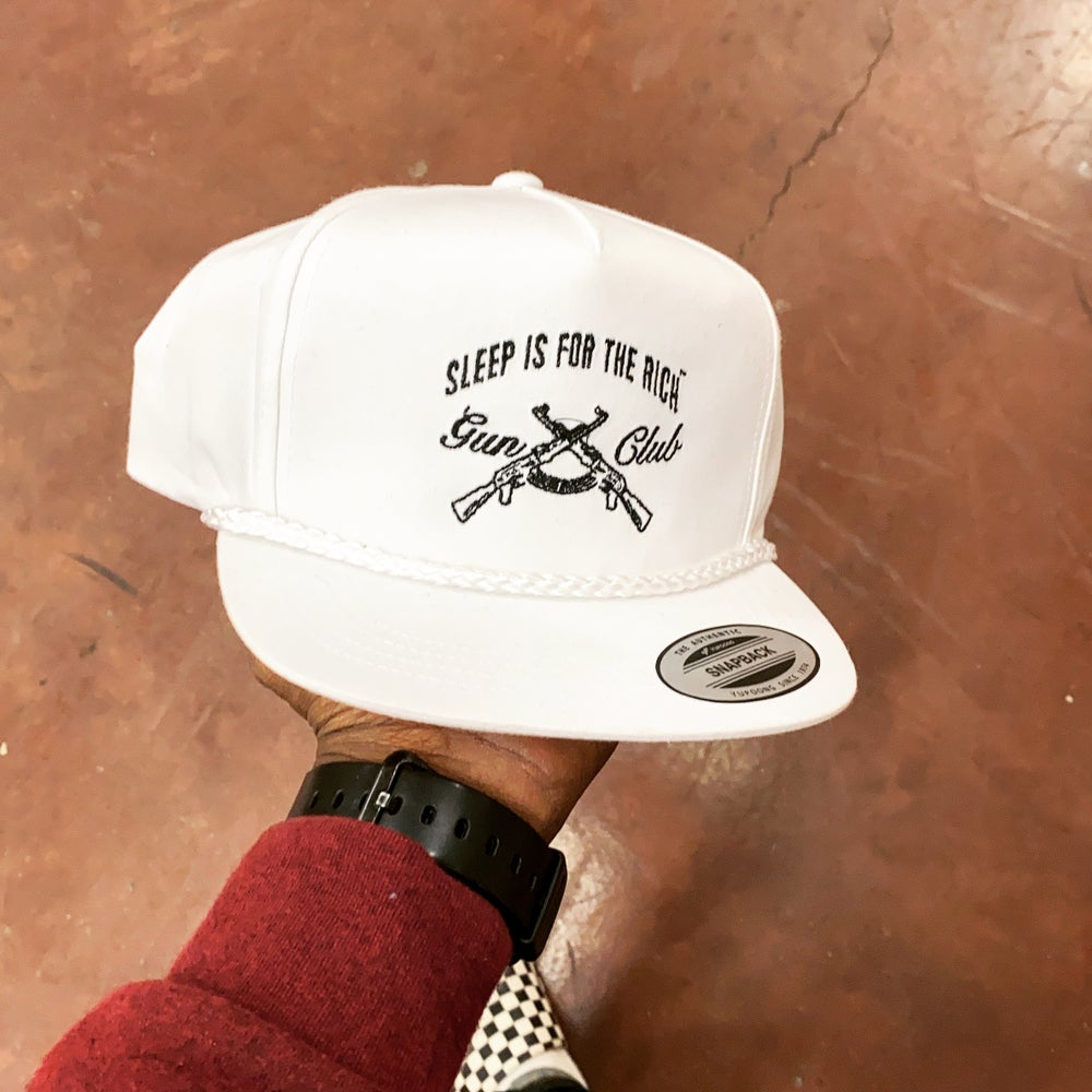 (White) Sleep is For The Rich Gunclub Snapback