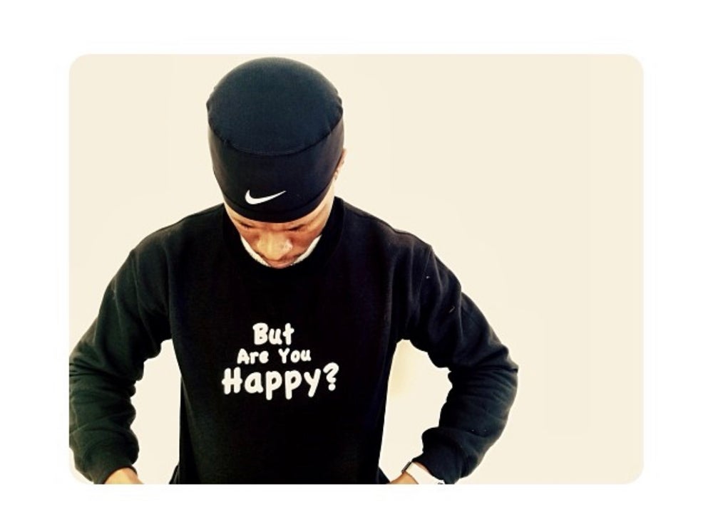 “But Are You Happy” Crewneck Sweatshirt (Embroidered)